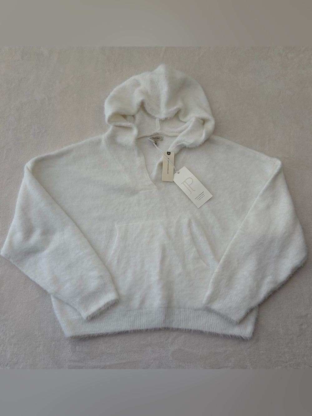PILCRO by Anthropologie Fuzzy Hooded Sweater Pullover Cozy Y2K Boho NWT Sz M - Picture 2 of 7
